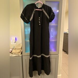 Gauze Black and White Midi Dress